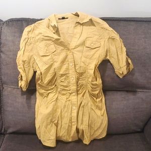 Tan striped button down shirt